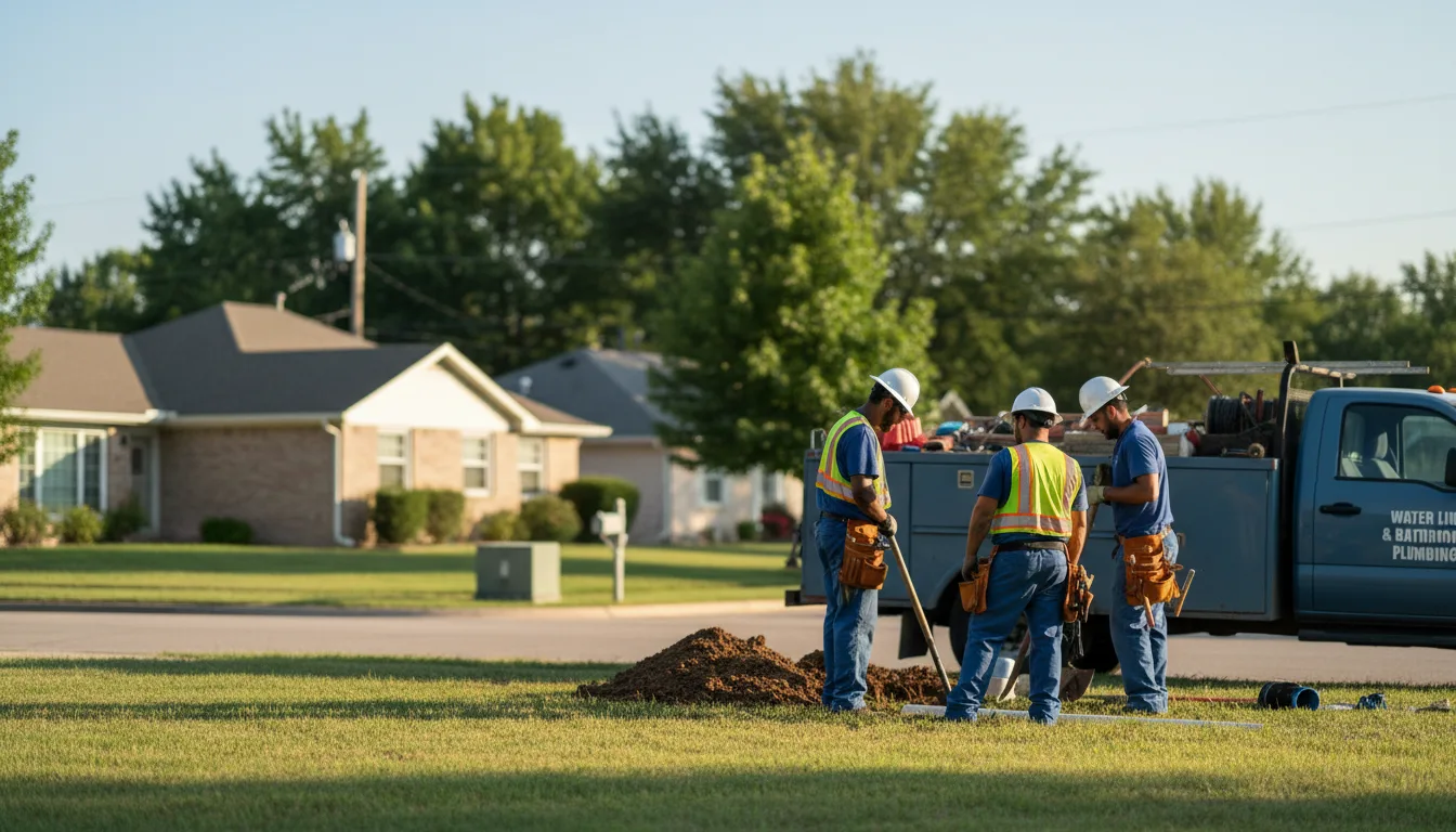 Residential water line and bathroom plumbing service in Garland, TX